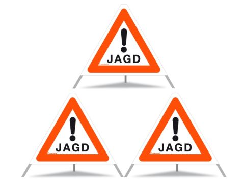 Panneau de signalisation pliable Triopan 'Jagd', avec étui