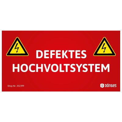 Aufkleber für HV-Systeme "DEFEKTES HOCHVOLTSYSTEM"